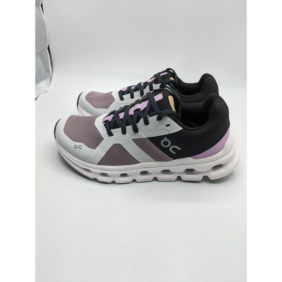 Shoes - On Women's Cloudrunner Sneakers, Heron/Black, 6 Medium US